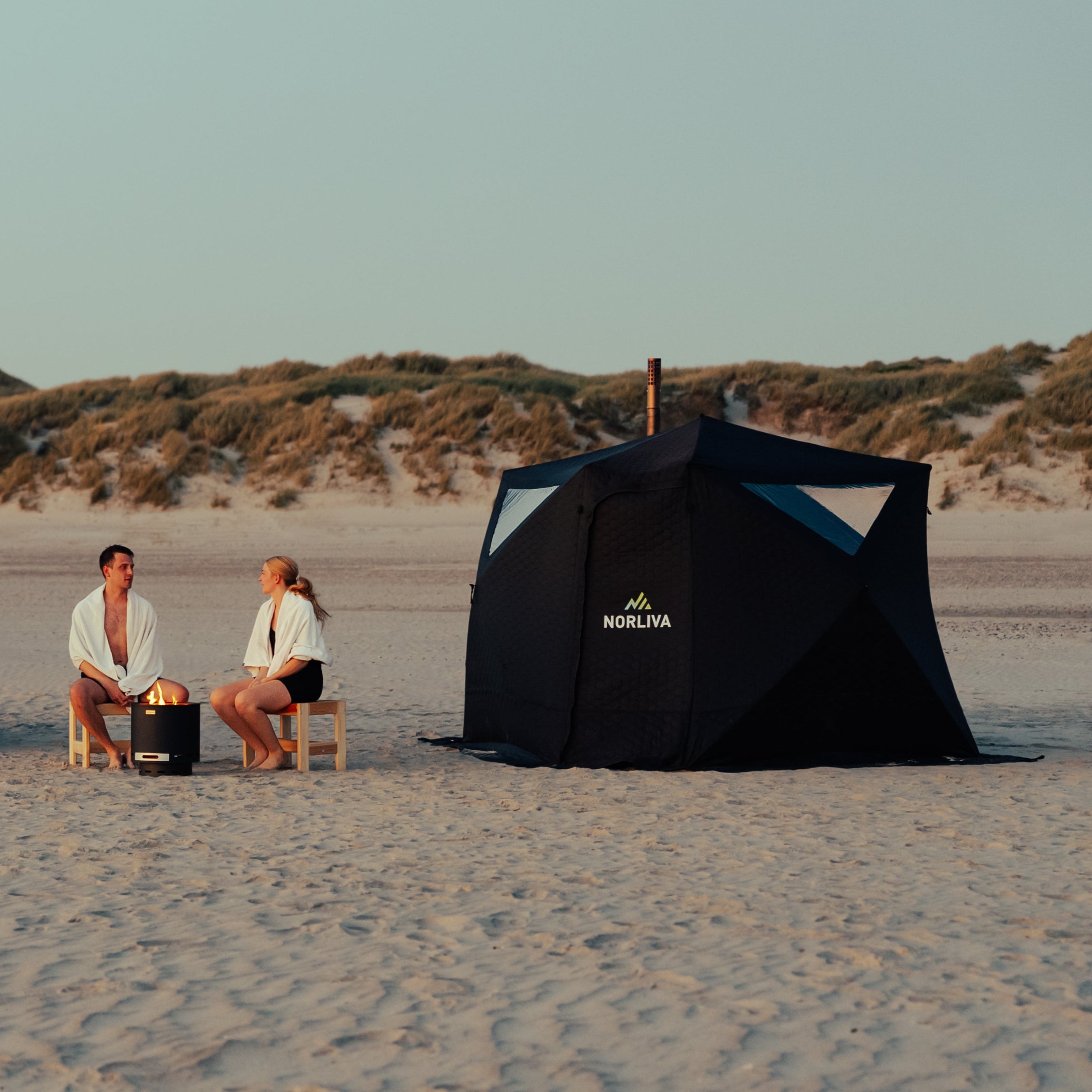 Set: Bastutält Fjorden + kamin + bastutillbehör