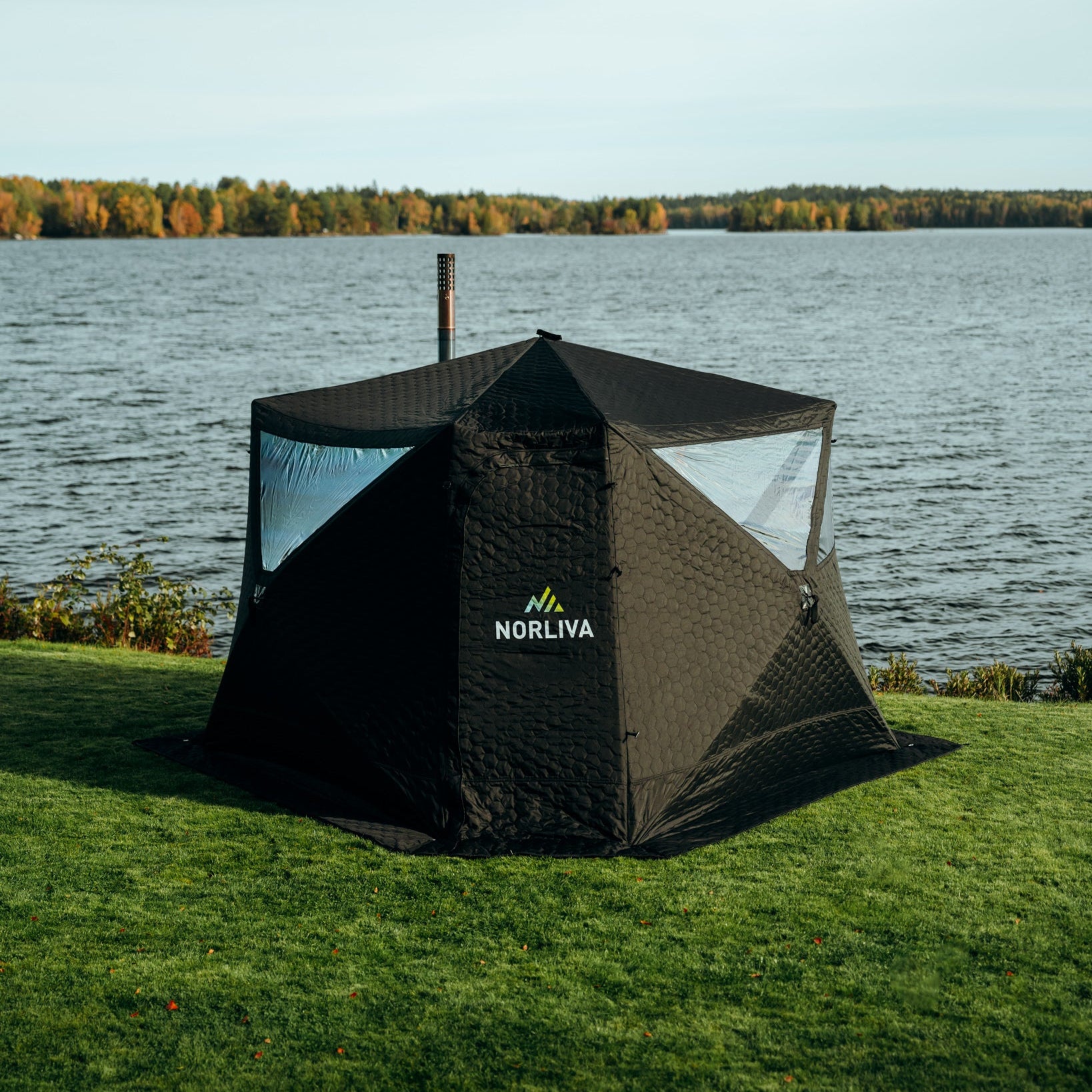 Set: Bastutält Fjorden + kamin + bastutillbehör
