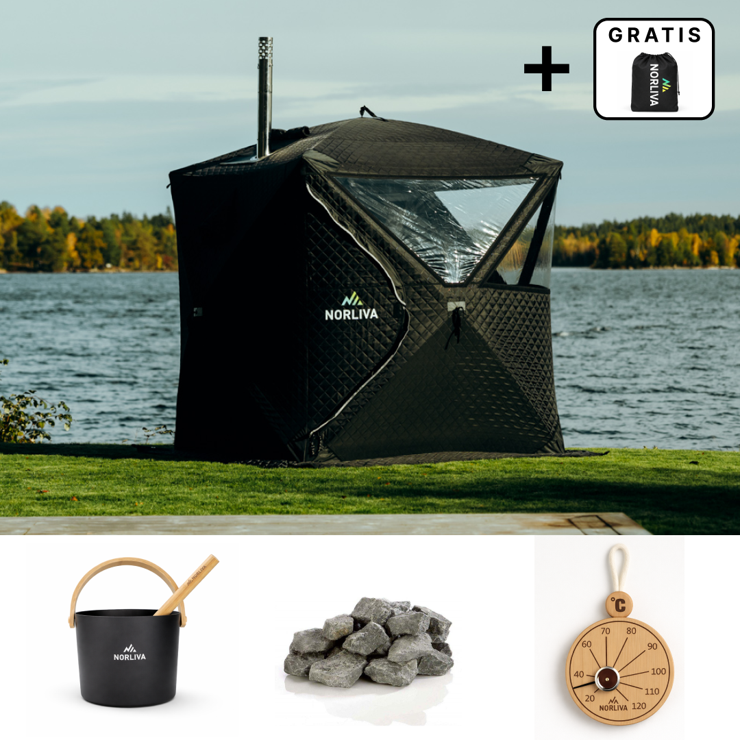 Set: bastutält Isen 3.0 + ugn + bastutillbehör