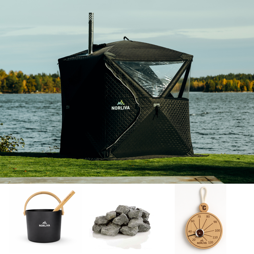 Set: bastutält Isen 3.0 + ugn + bastutillbehör