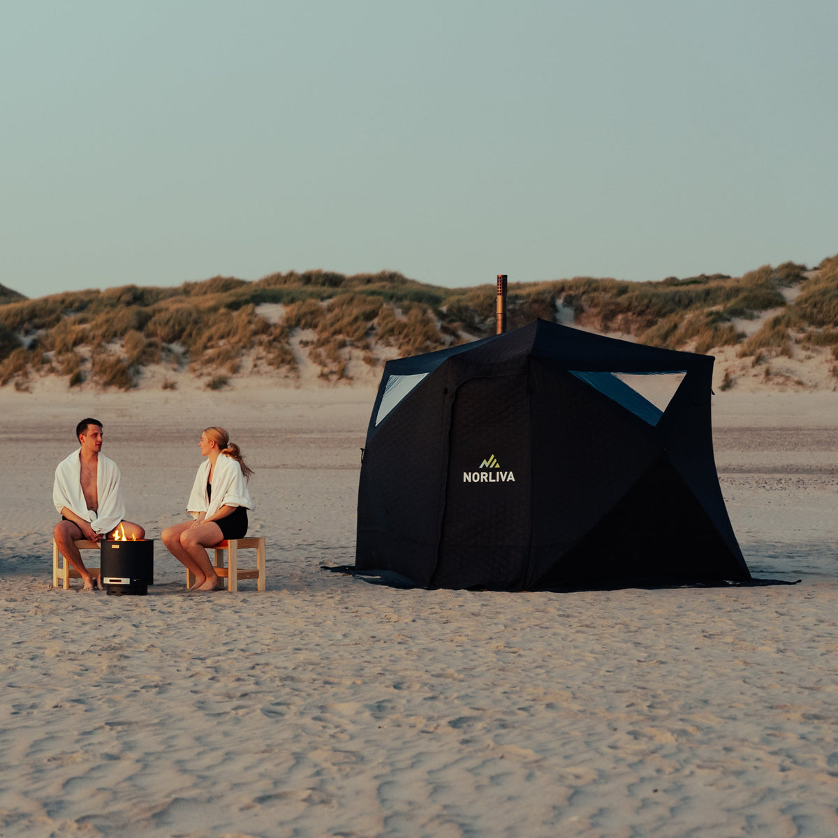 Set: Bastutält Fjorden + kamin + bastutillbehör